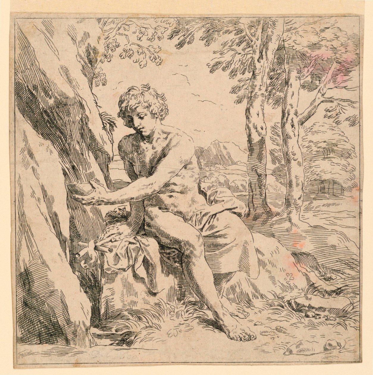 Saint John in the Wilderness by after Simone Cantarini