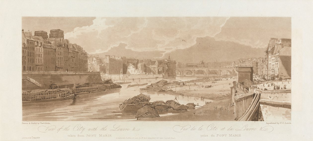 View of the City with the Louvre. 1802; Plate 3 from Views in Paris, the Emanuel Volume by after Thomas Girtin