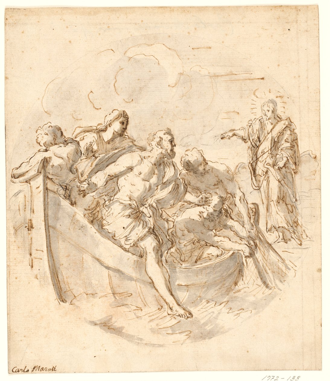 Tondo with Christ Bidding Peter to Walk on the Water by after Ubekendt