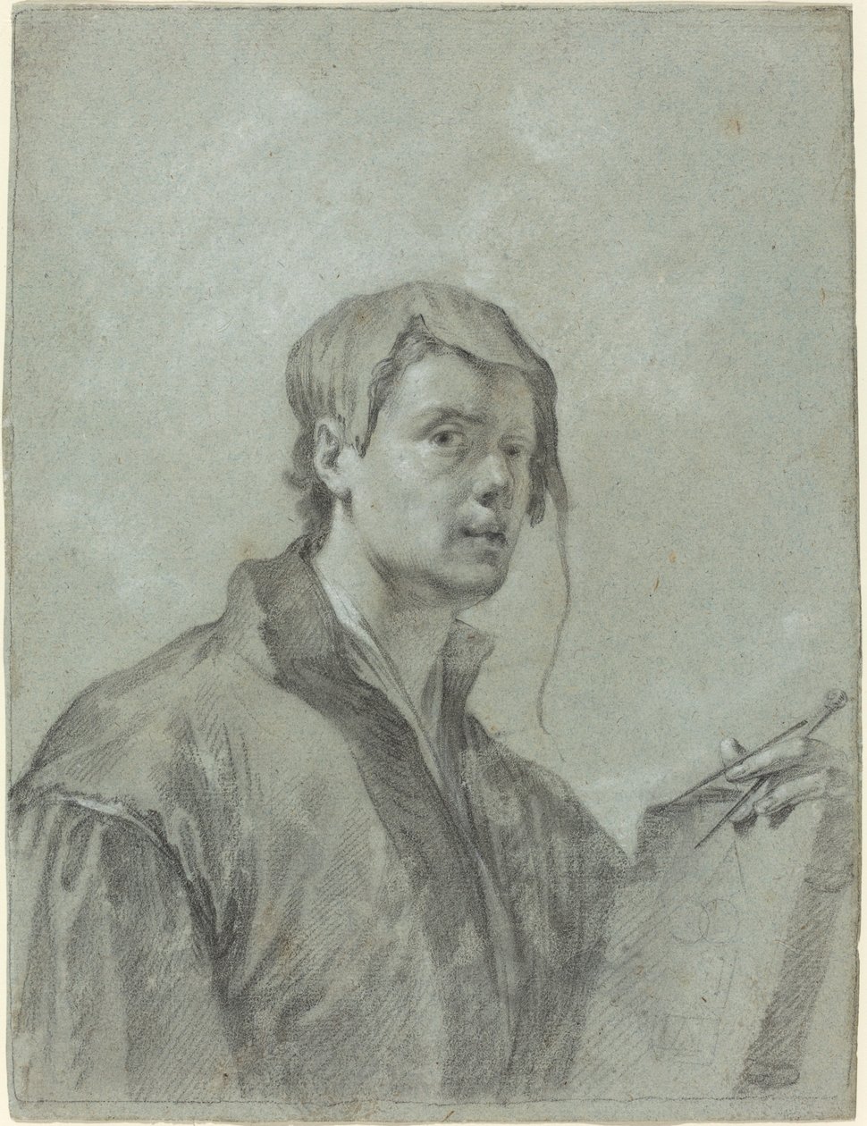 An Artist Holding a Book and Compass by after Willem Drost
