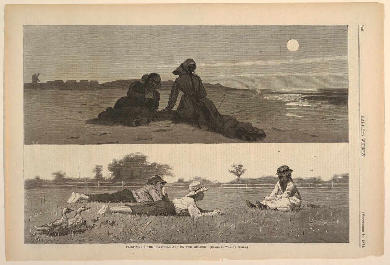 Flirting on the Seashore and on the Meadow by Winslow Homer