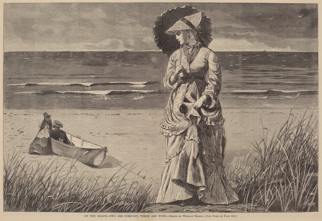 On the Beach - Two are Company, Three are None by after Winslow Homer