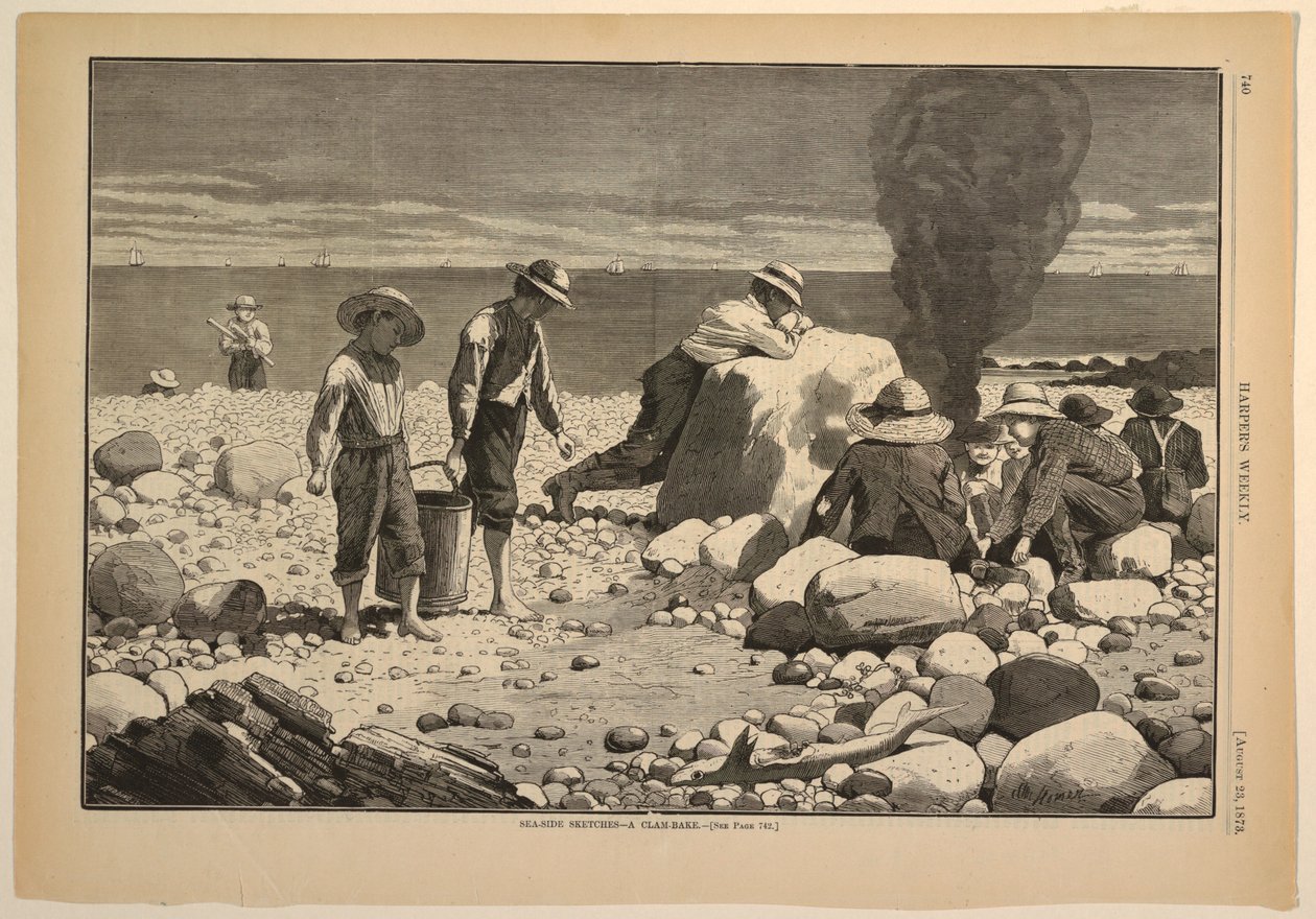 Sea-Side Sketches – A Clam-Bake by after Winslow Homer