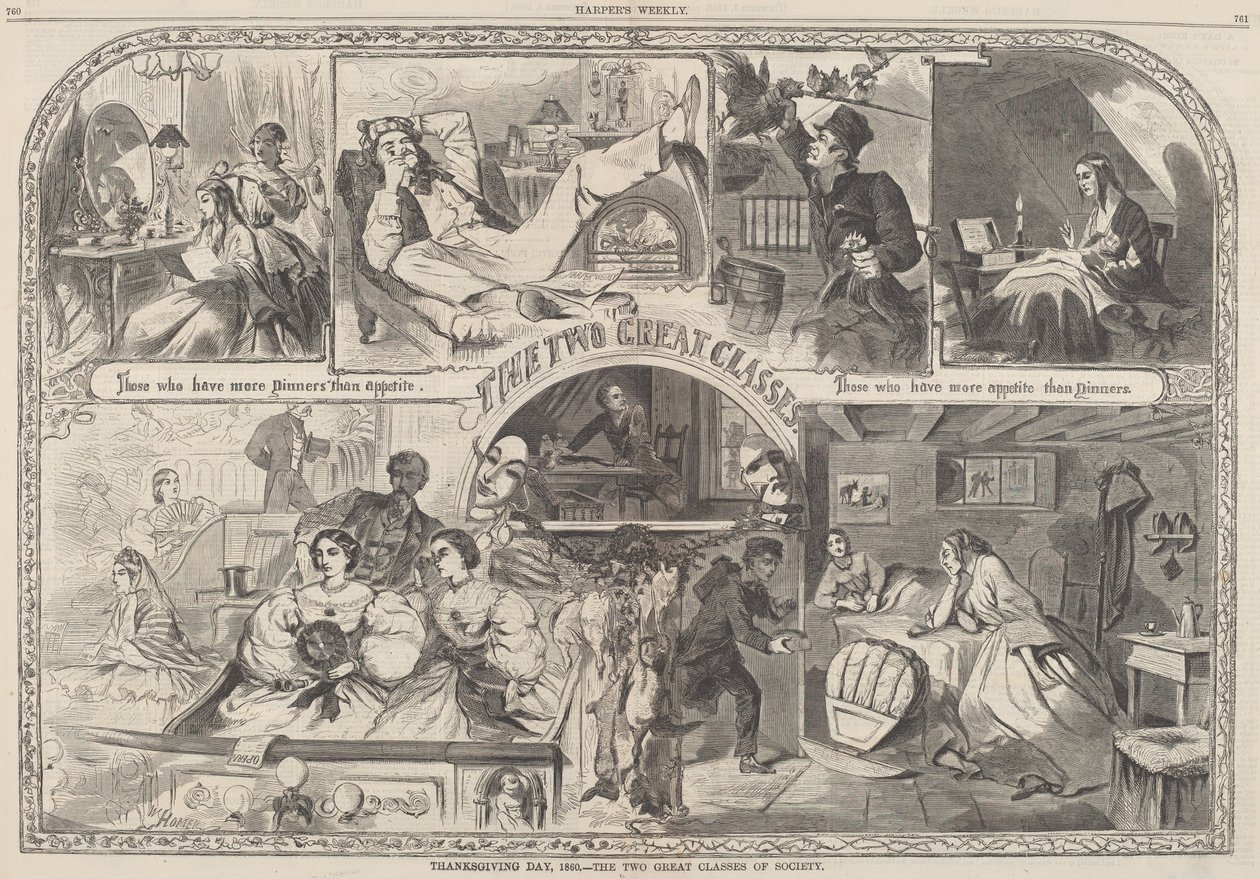 Thanksgiving Day, 1860 - The Two Great Classes of Society by Winslow Homer