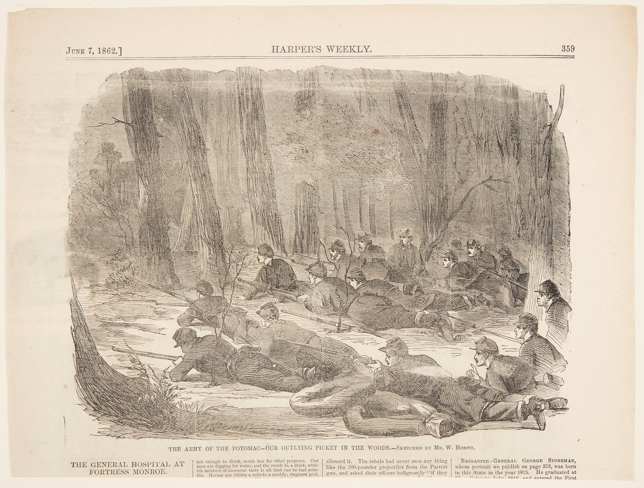 The Army of the Potomac – Our Outlying Picket in the Woods by after Winslow Homer