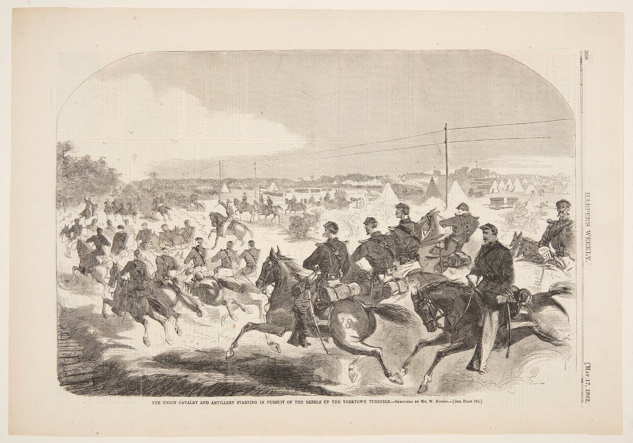 The Union Cavalry and Artillery Starting in Pursuit of the Rebels up the Yorktown Turnpike by Winslow Homer