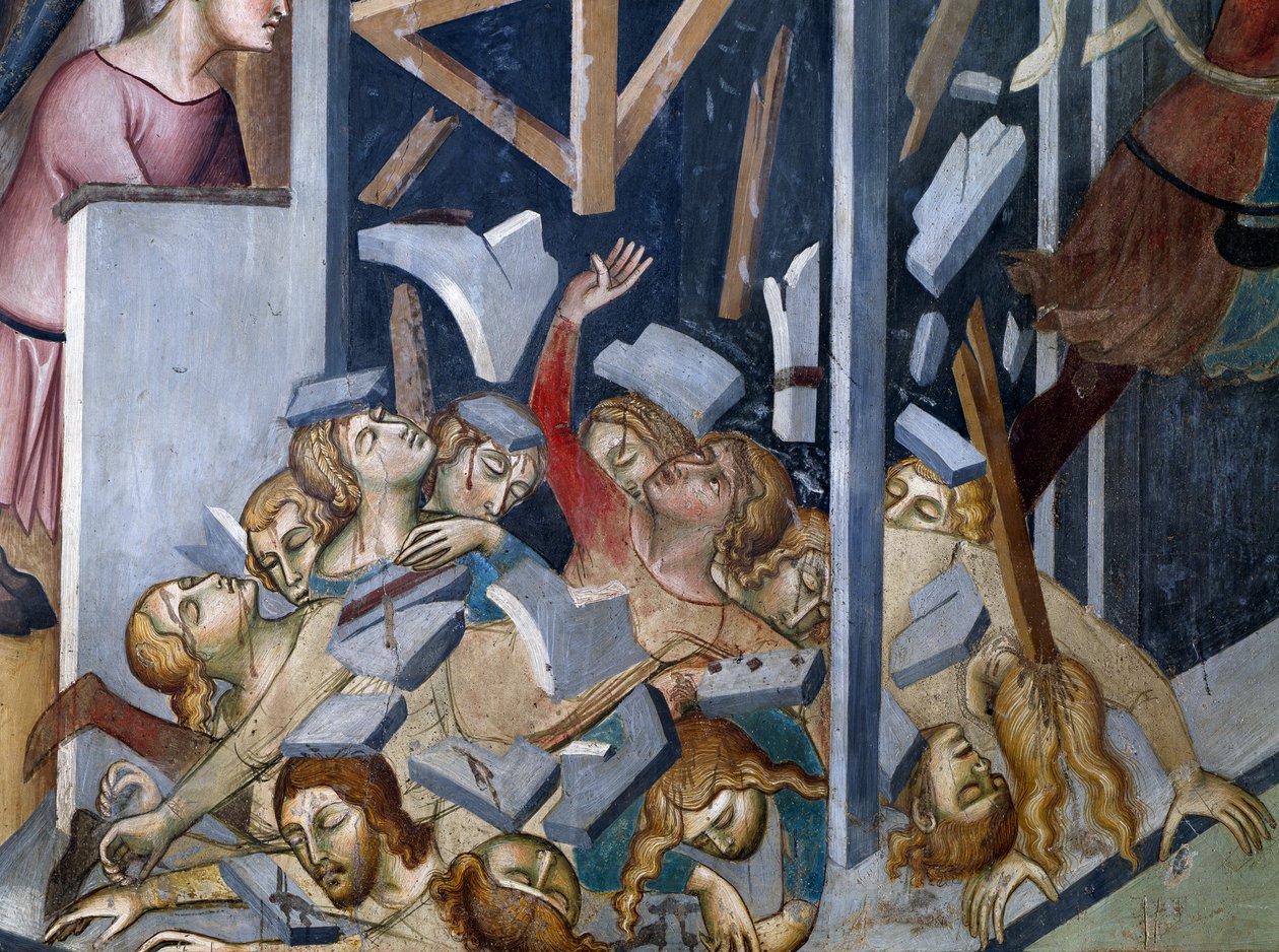 Fall of the House of Job, Scene from the Stories of the Old Testament by also Manfredi de Battilori Bartolo di Fredi