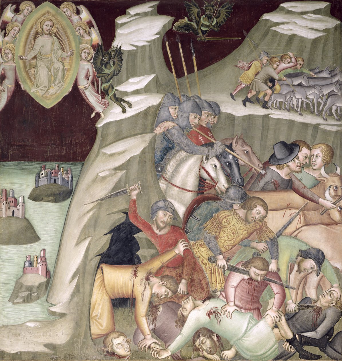 The Massacre of the Servants and Herdsmen of Job by also Manfredi de Battilori Bartolo di Fredi