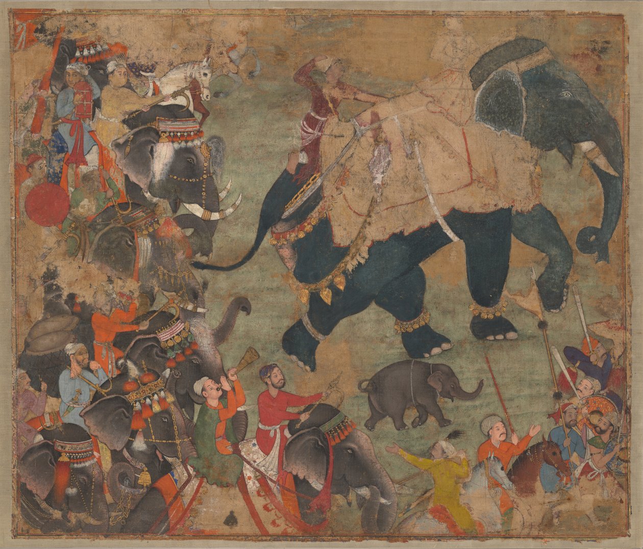 A Prince Riding an Elephant in Procession by anonymous 