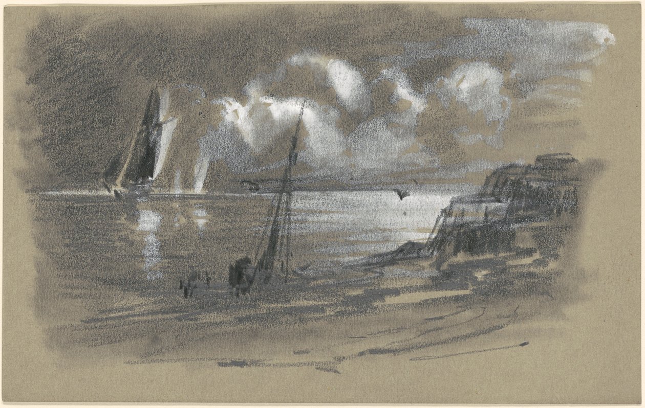 Seacoast by Moonlight by attributed to Edward Moran