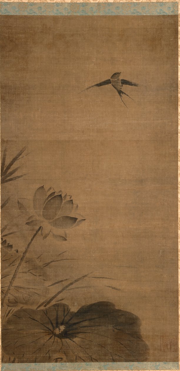 Swallow and Lotus by attributed to Fachang Muqi