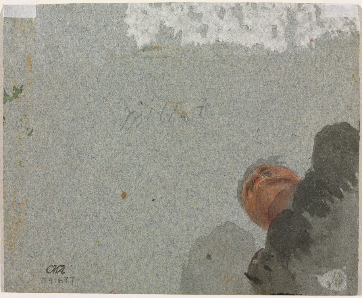 Study of a Head seen from Below (verso) by attributed to Francisque Millet
