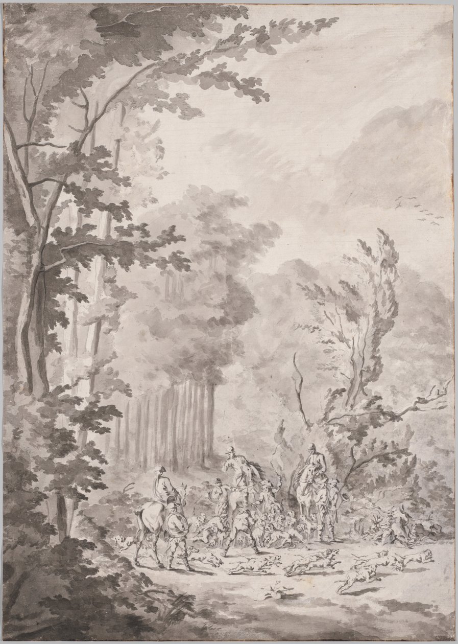 A Hunting Party at Marly by attributed to Jean Baptiste Martin, Le Vieux