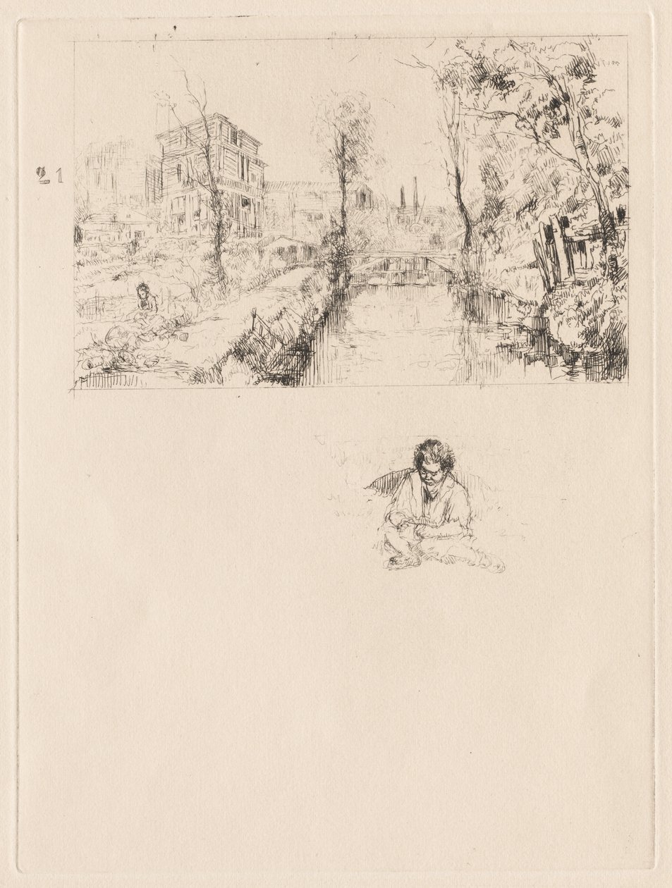 Landscape with Bridge and Child by attributed to Jean Louis Richter
