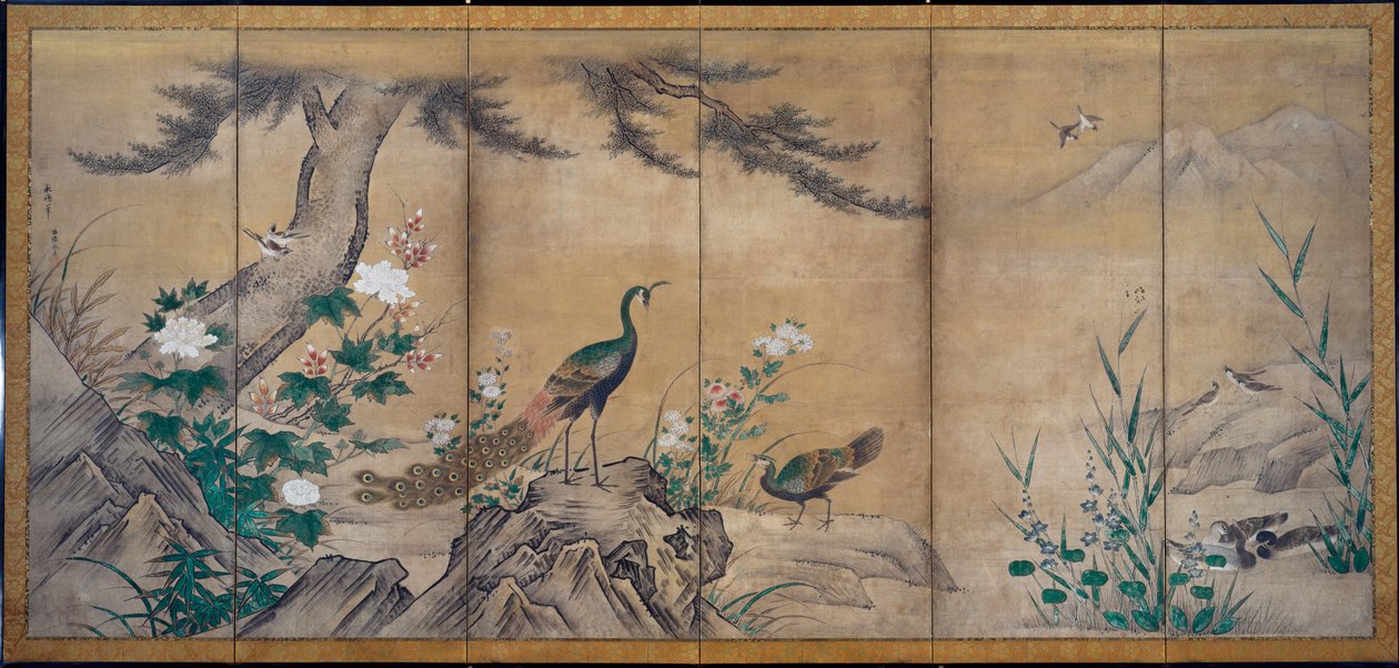 Birds and Flowers by attributed to Kano Mitsunobu