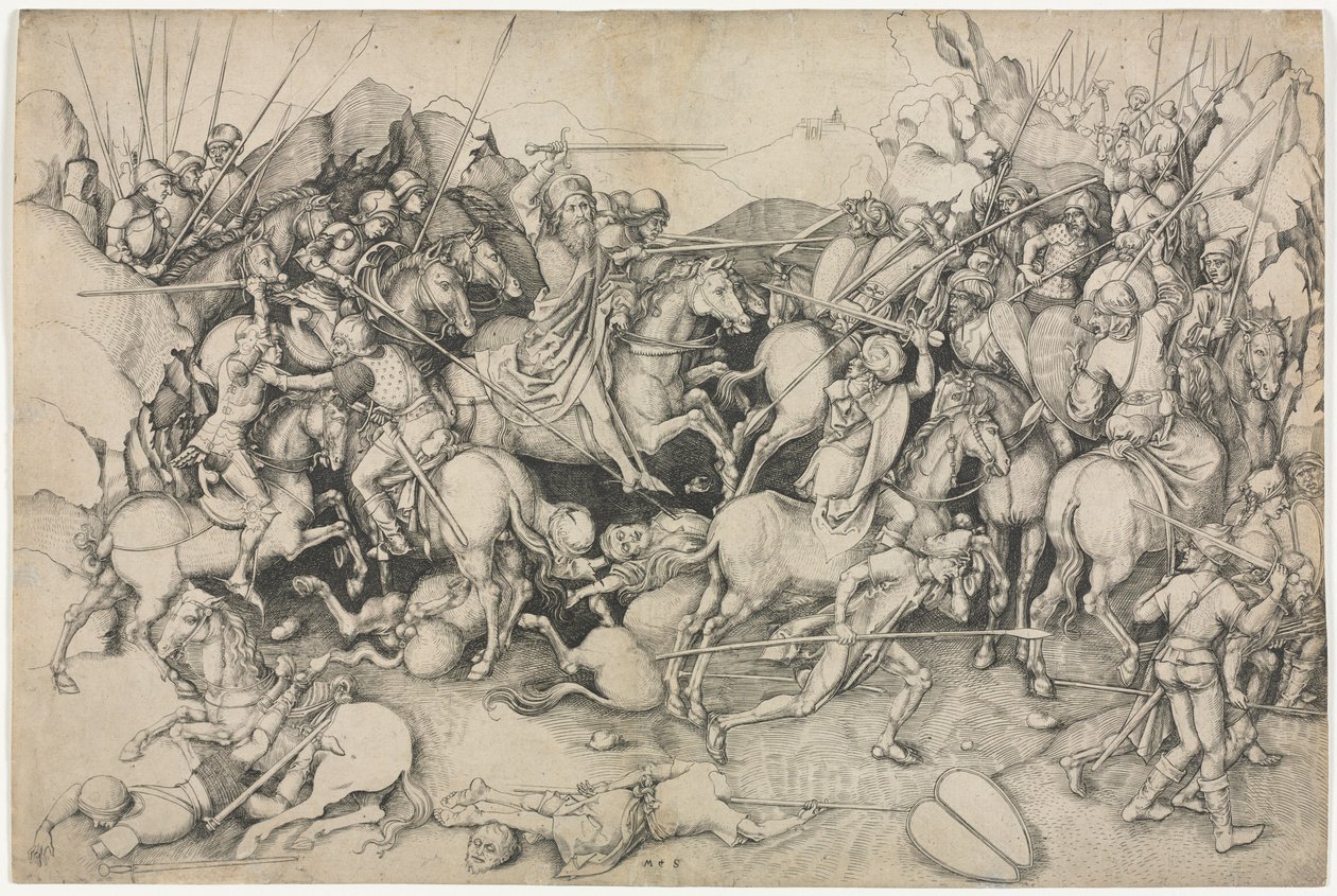 The Battle of St. James the Greater at Clavijo by attributed to Martin Schongauer