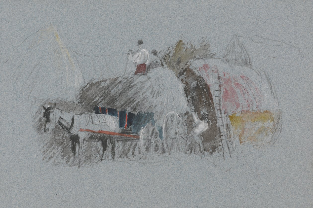 Building a Stack (Study for Carrying Hay) by attributed to Peter DeWint