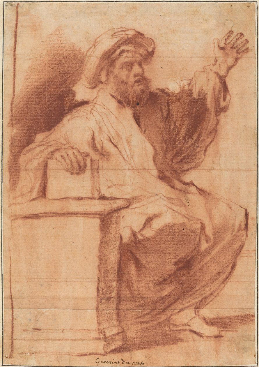 Seated Prophet by called Guercino Follower of Giovanni Francesco Barbieri