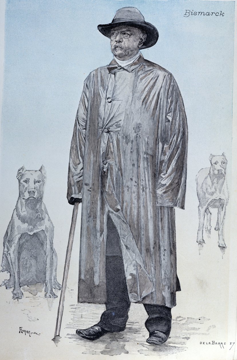 Chancellor Bismarck and His Dogs, Cover Illustration from La Revue Illustree Engraved by Florian by de La Barre