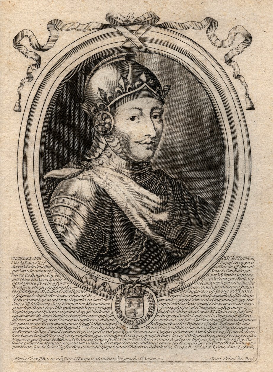 Portrait of Charles VIII (1470-1498) King of France - Engraving from 