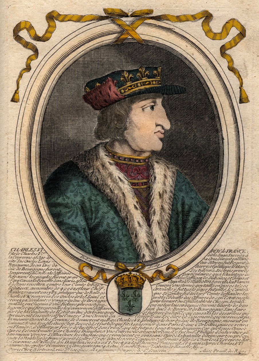 Portrait of Charles VI (1368-1422), King of France. by de Larmessin