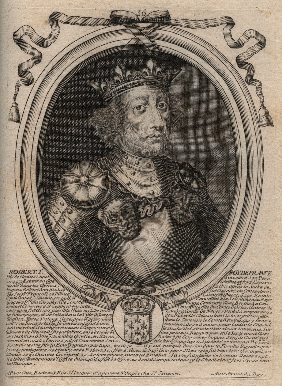 Portrait of Robert II, called the Pious - Engraving from 