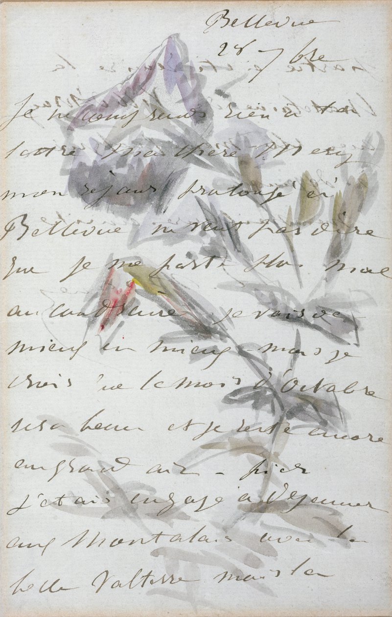 1st page of a letter from the painter Manet to his friend and model, Mery Laurent by Édouard Manet