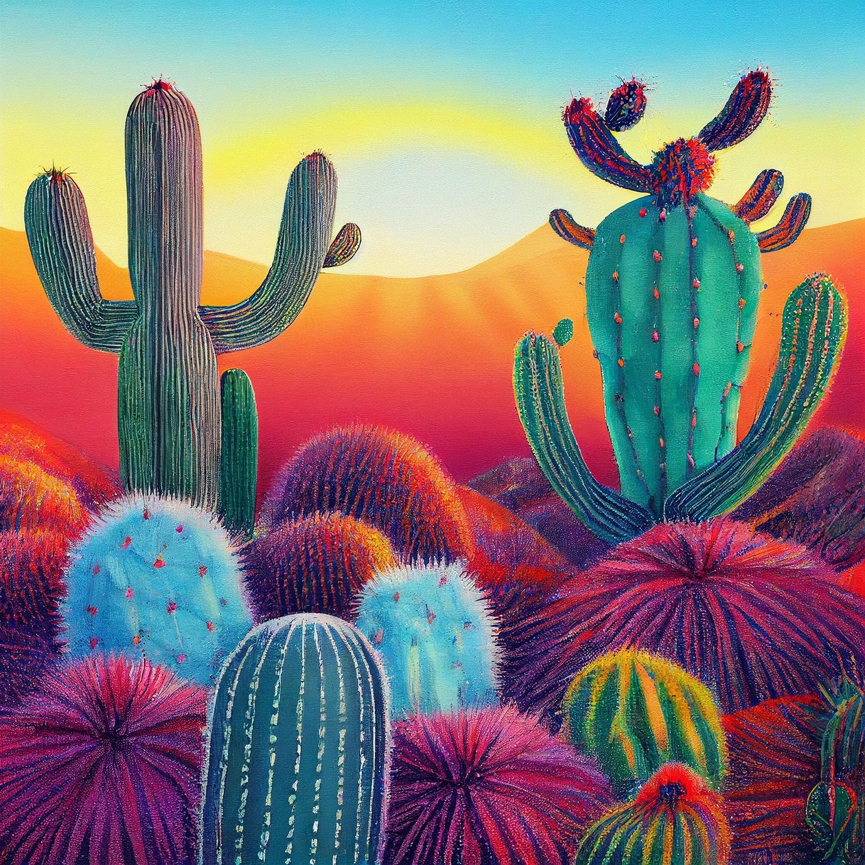 Sunset on Cactus Plateaus by F. Abderrahim