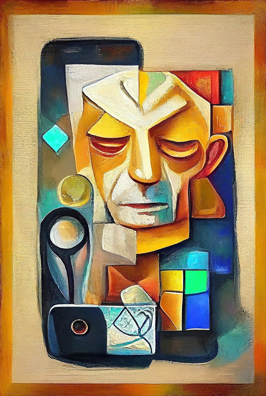 Picasso Inspired Art, Abstract Surrealist Painting by F. Abderrahim