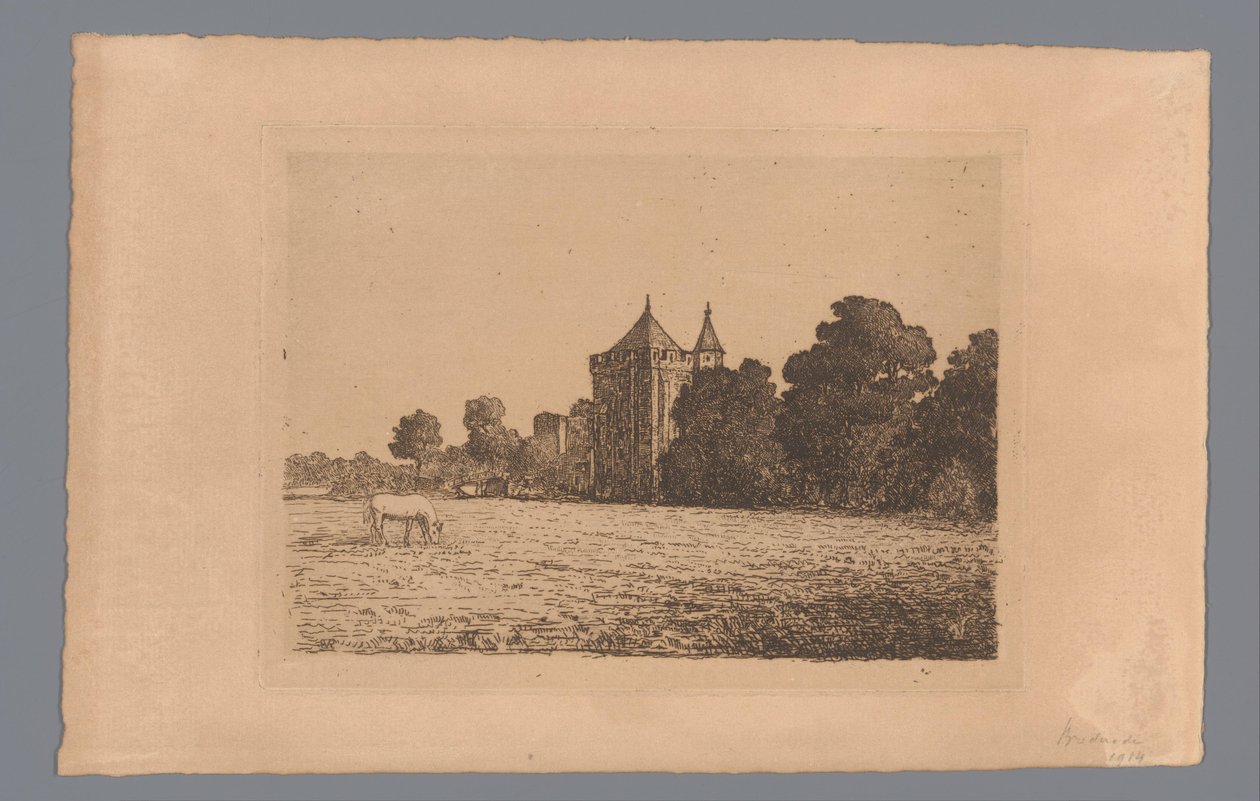 View of Brederode Castle from a Meadow by jonkheer Barthold Willem Floris van Riemsdijk