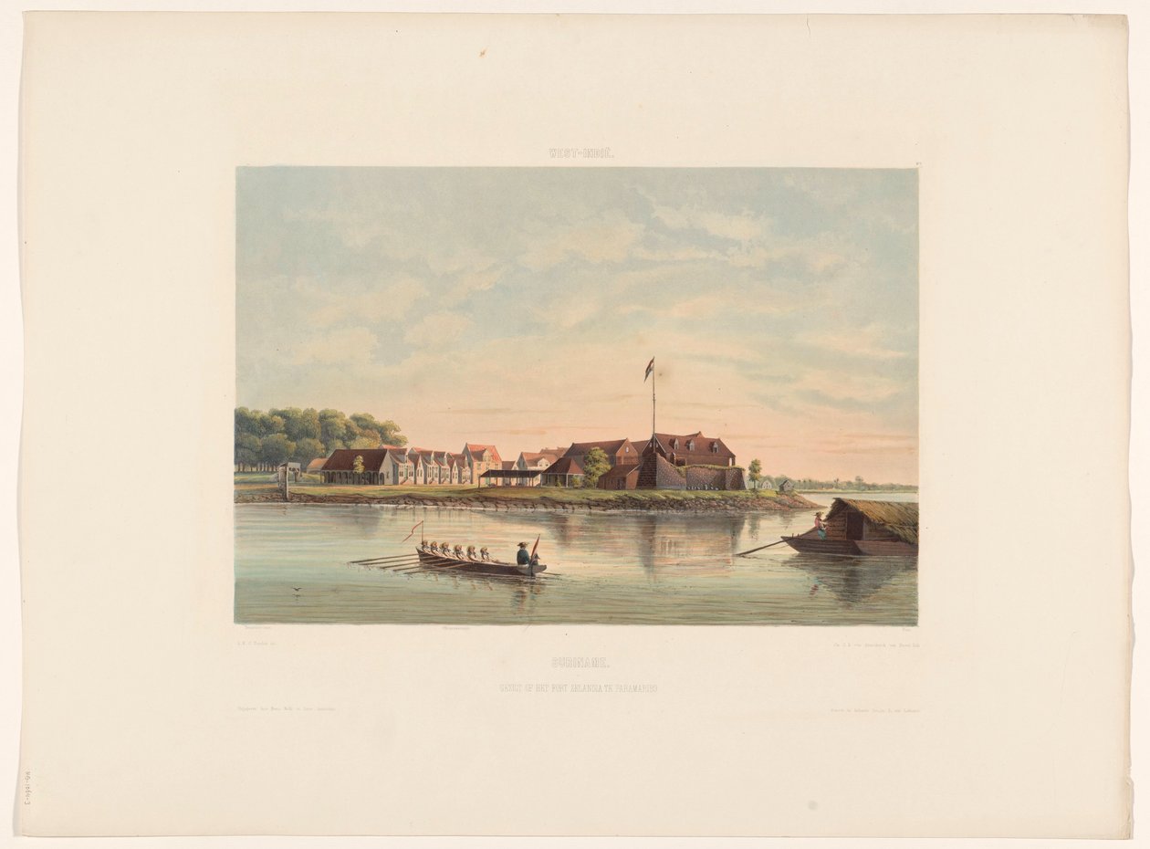 Fort Zeelandia in Paramaribo. Suriname. View of Fort Zeelandia in Paramaribo by jonkheer Jacob Eduard van Heemskerck