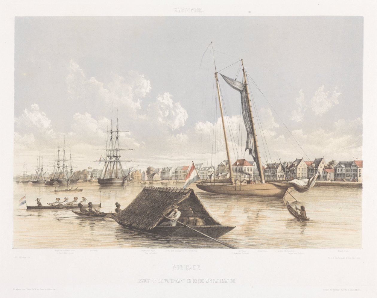 View of the Waterfront and Roadstead of Paramaribo (series title: Views from the Dutch West Indies) by jonkheer Jacob Eduard van Heemskerck