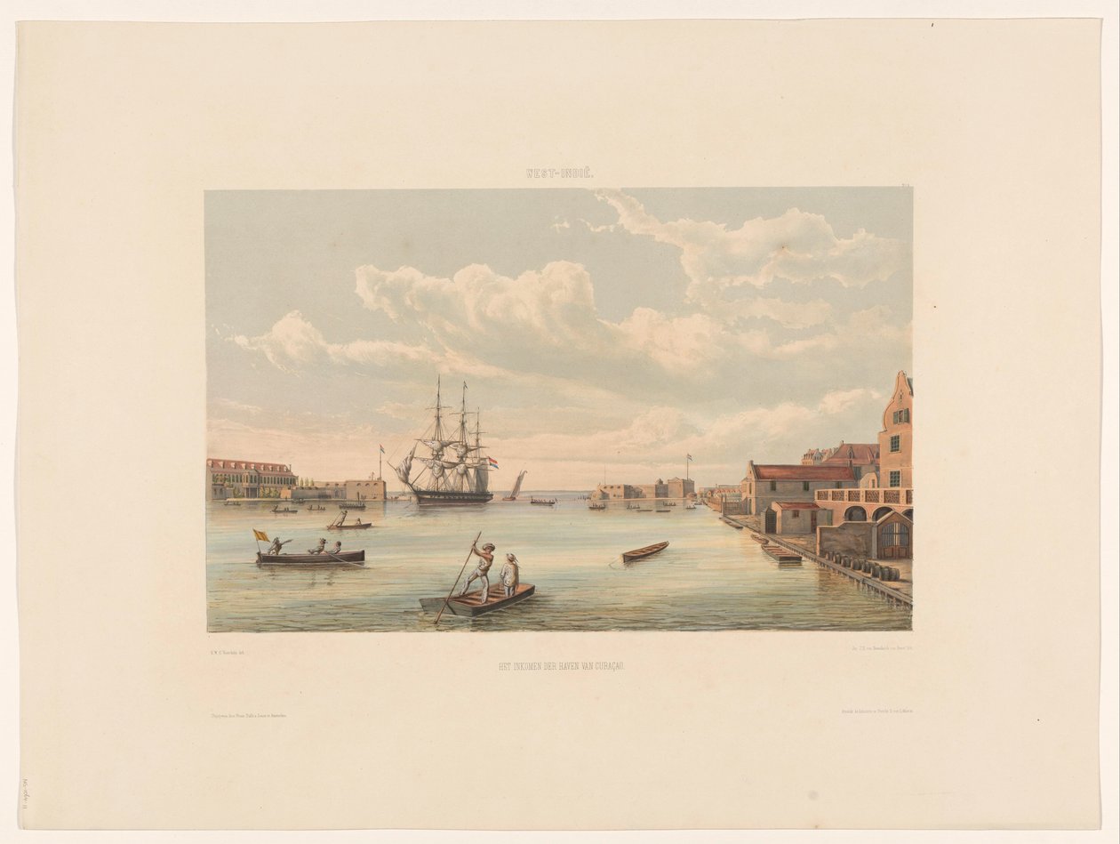 Willemstad, The Entrance to the Harbor of Curaçao by jonkheer Jacob Eduard van Heemskerck