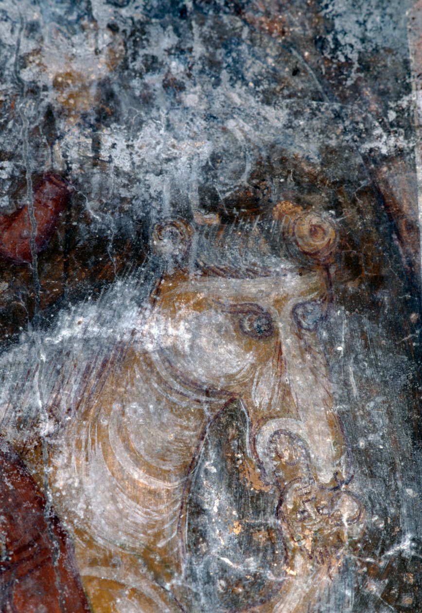 Horse, fresco in the church of Agia Paraskevi, Anisaraki, Crete, Greece by Theodore Charles Ange Coquelin