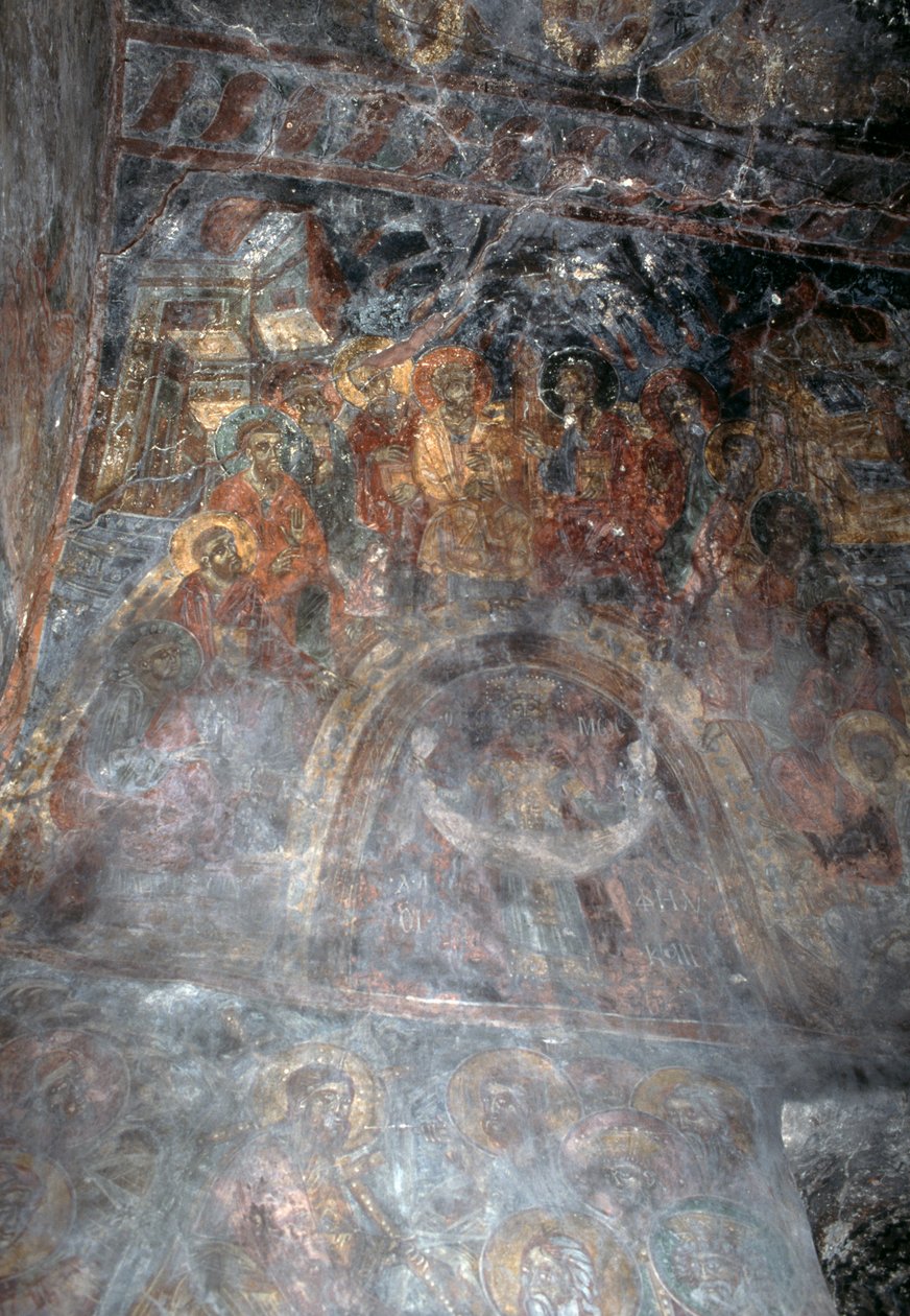 Saints, fresco on ceiling of church of Agia Paraskevi, Anisaraki, Crete, Greece by Theodore Charles Ange Coquelin