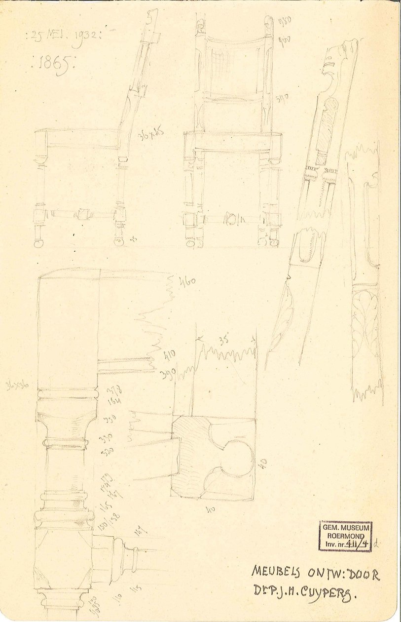 Furniture designed by Dr. P.J.H. Cuypers by Pierre Cuypers