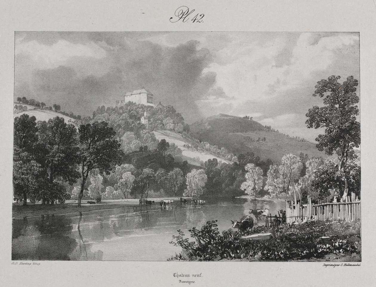 Picturesque and Romantic Voyages in Old France. Auvergne: Château Neuf by probably by Antoine Louis Barye