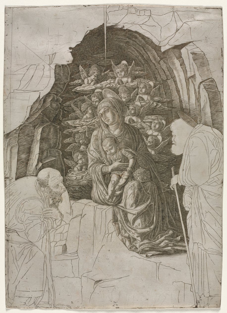 Virgin and Child in the Grotto by probably by the so called Premier Engraver