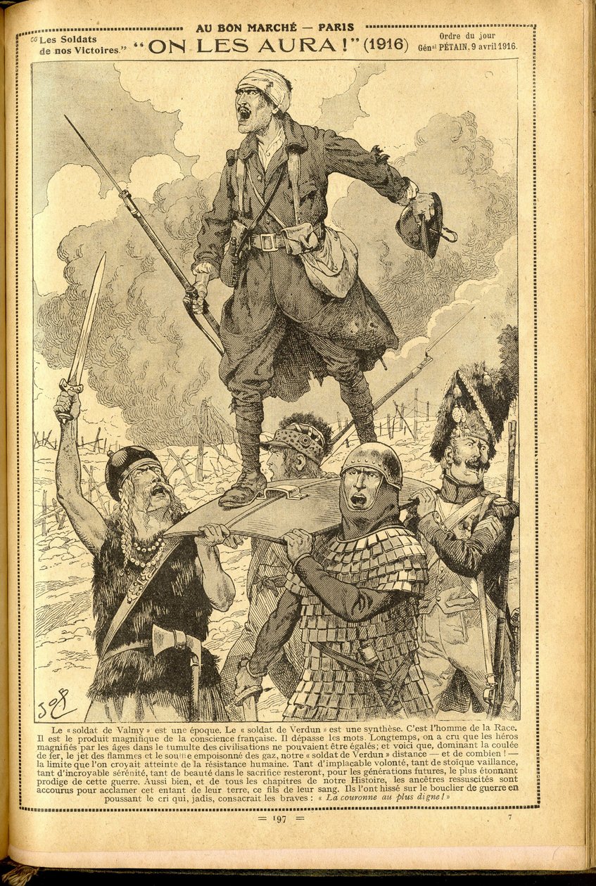 Agenda Buvard du Bon Marche 1917 - Illustration of Job (Jacques Marie Gaston Onfray de Breville): We