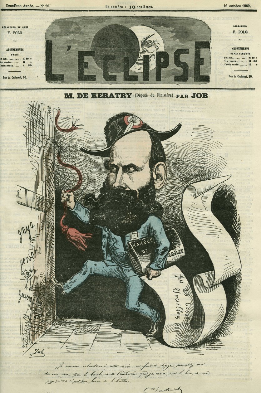Cartoon by Emile Keratry, French Politician by pseudonym for Onfray de Breville Jacques Job