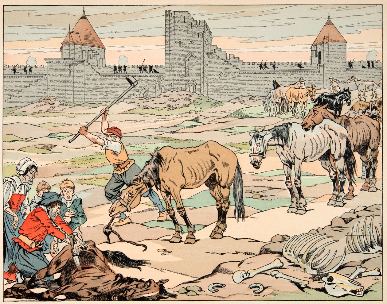 Parisians Hungry Slaughter Their Horses (Illustration from 