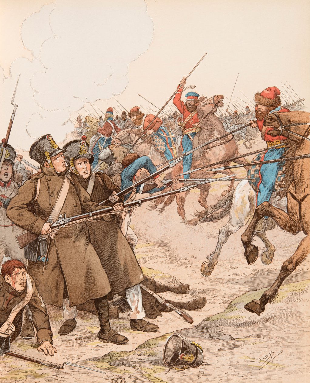 French military during the Napoleon campaigns nicknamed Marie Louise in 1815 fighting the Cossacks by pseudonym for Onfray de Breville Jacques Job