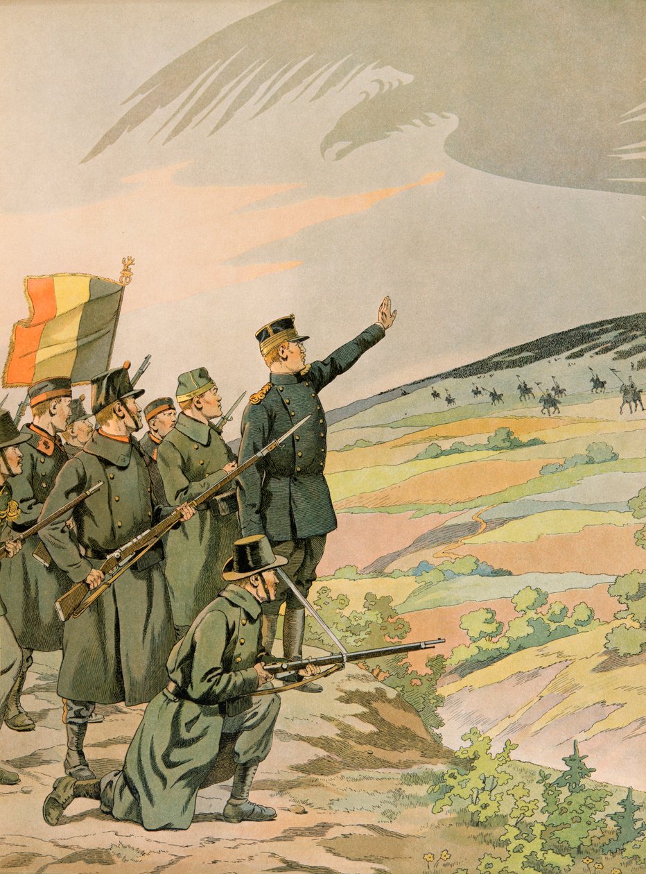 History of Belgium: King Albert (1875 - 1934) and the Belgian army face the German invasion during the First World War by pseudonym for Onfray de Breville Jacques Job