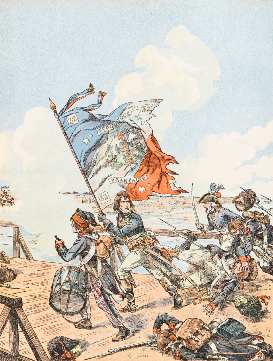 Napoleon Bonaparte at the Bridge of Arcole in 1796 by pseudonym for Onfray de Breville Jacques Job