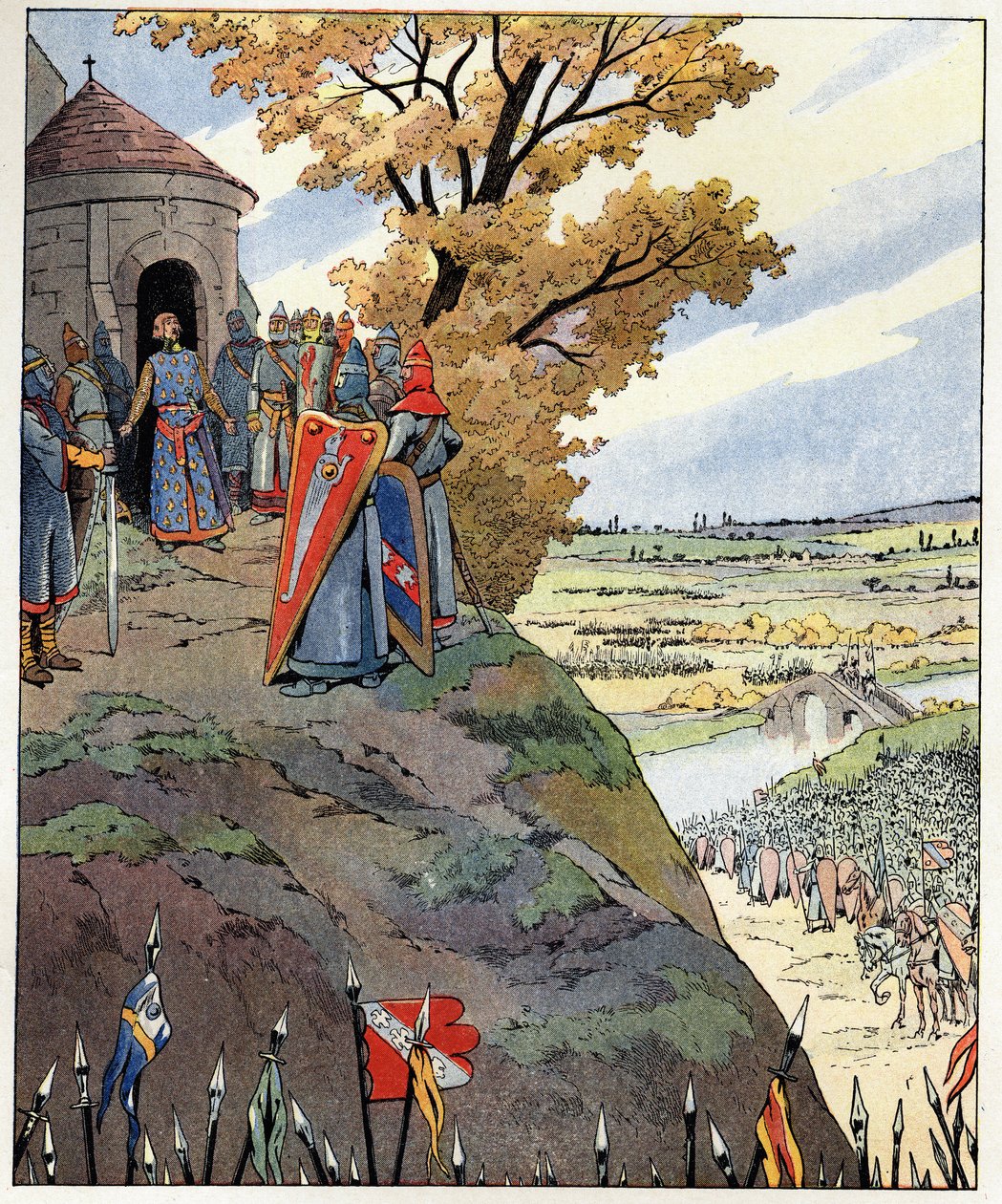 My crown to the brave words of King Philip II said Philip Augustus to the lords before the victory of the Battle of Bouvines on July 27 by pseudonym for Onfray de Breville Jacques Job