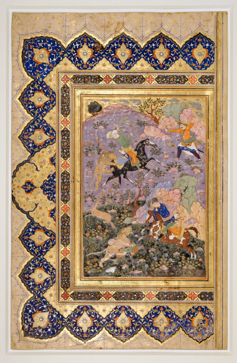 Hunting Wild Animals, c.1540 by School Iranian