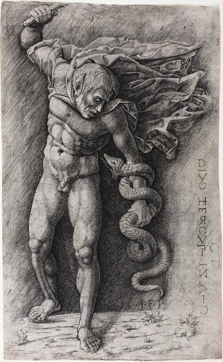 Faun Attacking a Snake by school of Andrea Mantegna