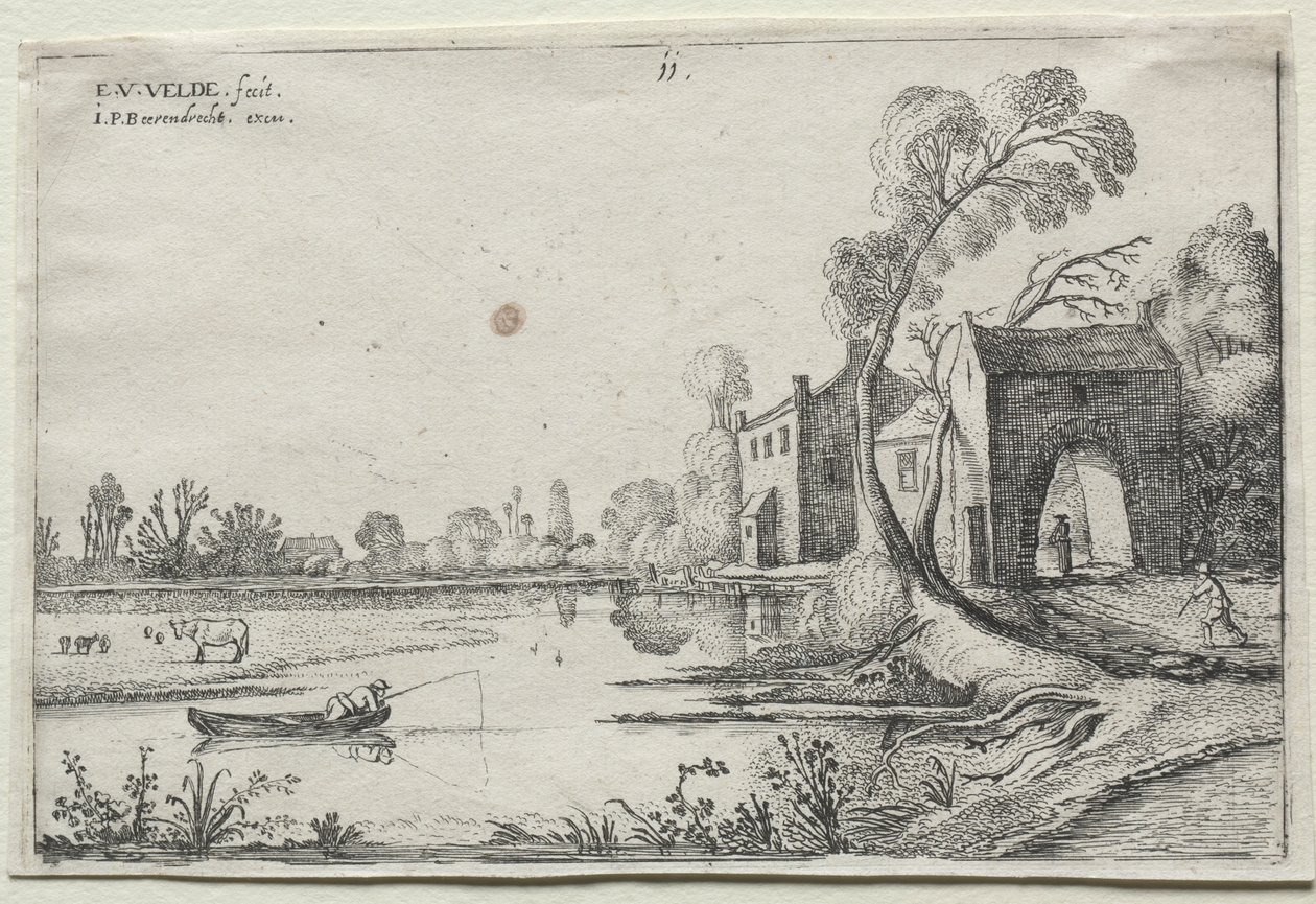 Landscape with a River and a Gatehouse by van de Velde Esaias