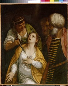 The Martyr of Saint Justine. Justine of Padua (born in the 3rd century-304), martyr of Ancient Rome, was pierced by a sword. Painting by Paolo Veronese (1528-1588)