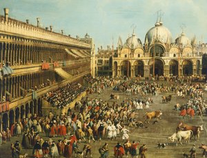 Bullfighting or Bull hunting in Piazza San Marco by Canaletto